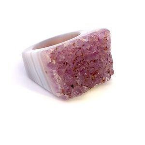 Amethyst Agate Druzy Ring